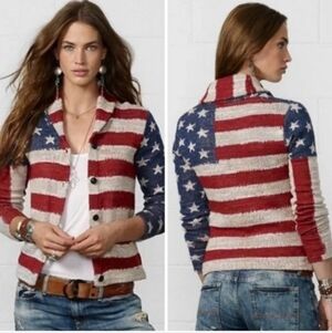DENIM & SUPPLY Ralph Lauren USA Flag Cardigan Sweater  Medium
